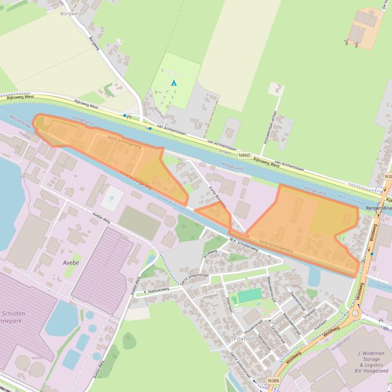 Kaart van postcodegebied 9607PS.