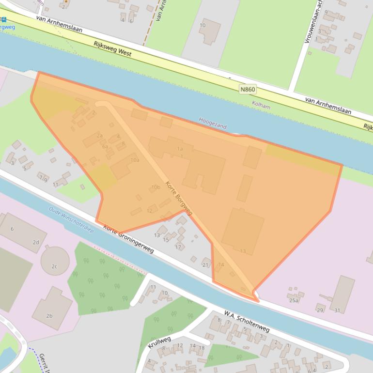 Kaart van postcodegebied 9607PV.