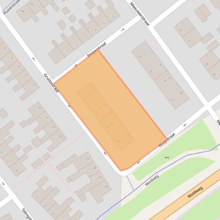 Kaart van postcodegebied 9607RM.