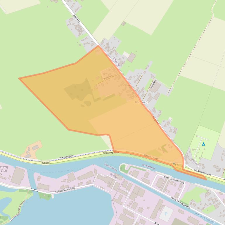 Kaart van postcodegebied 9608TE.