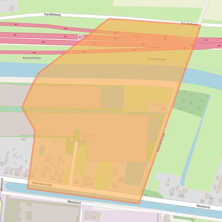Kaart van postcodegebied 9611AK.