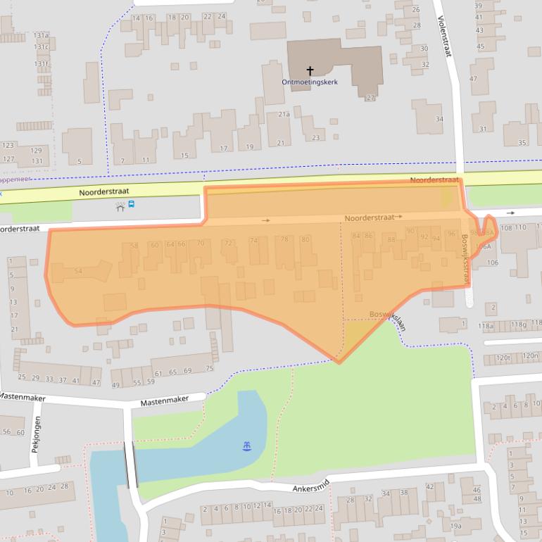 Kaart van postcodegebied 9611AM.