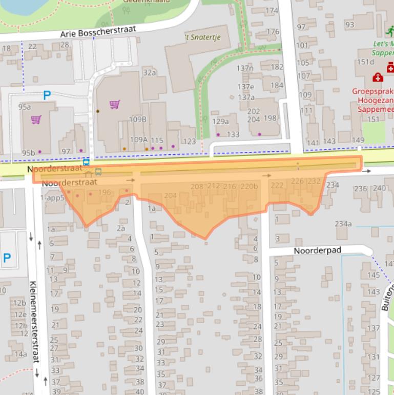 Kaart van postcodegebied 9611AR.