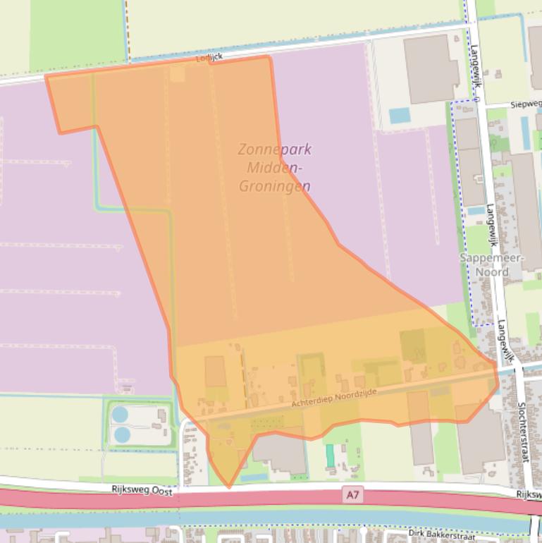 Kaart van postcodegebied 9611BS.