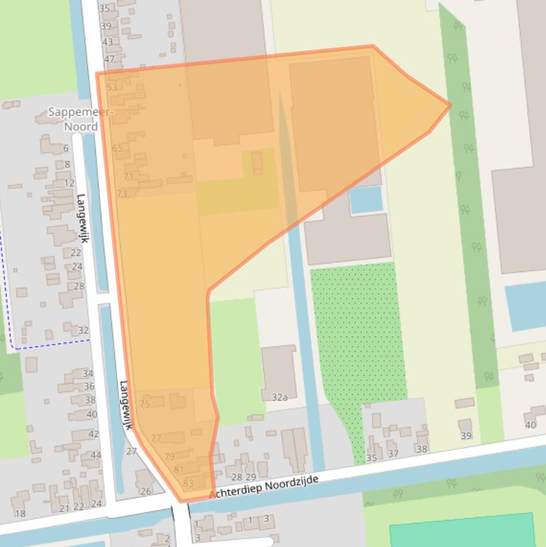 Kaart van postcodegebied 9611CB.