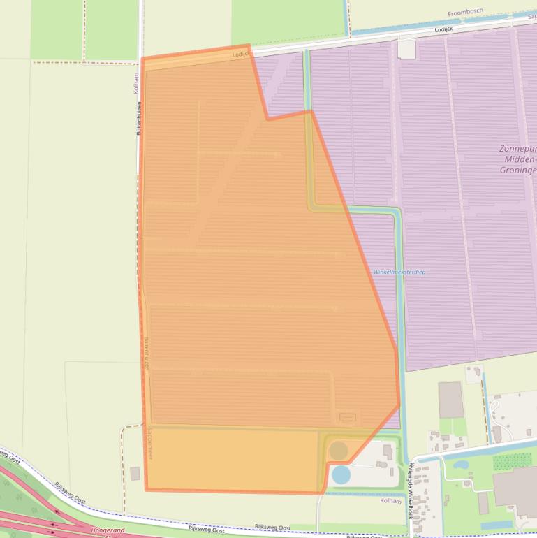 Kaart van postcodegebied 9611CW.