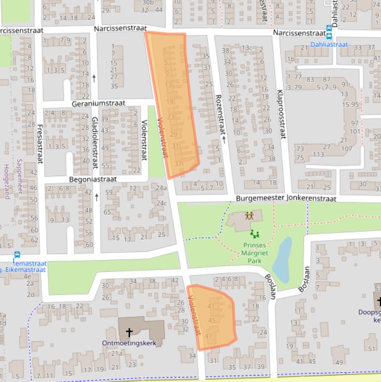 Kaart van postcodegebied 9611GT.