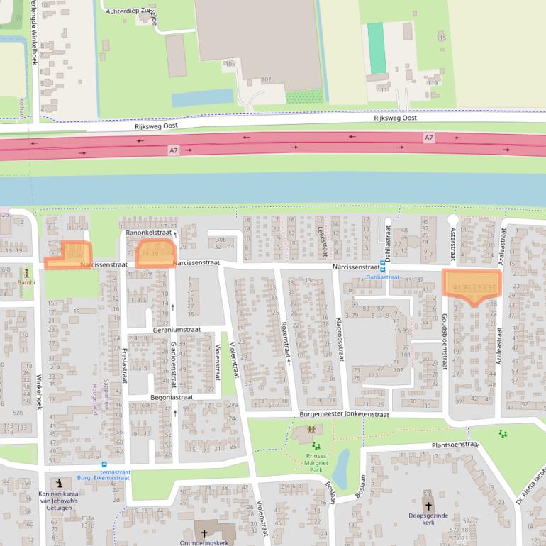 Kaart van postcodegebied 9611HB.