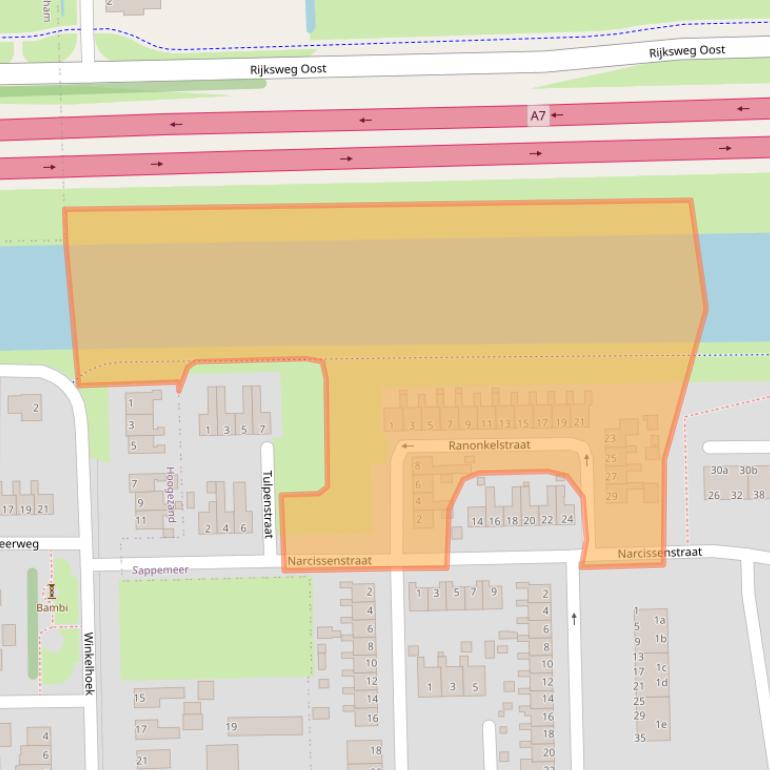 Kaart van postcodegebied 9611HE.