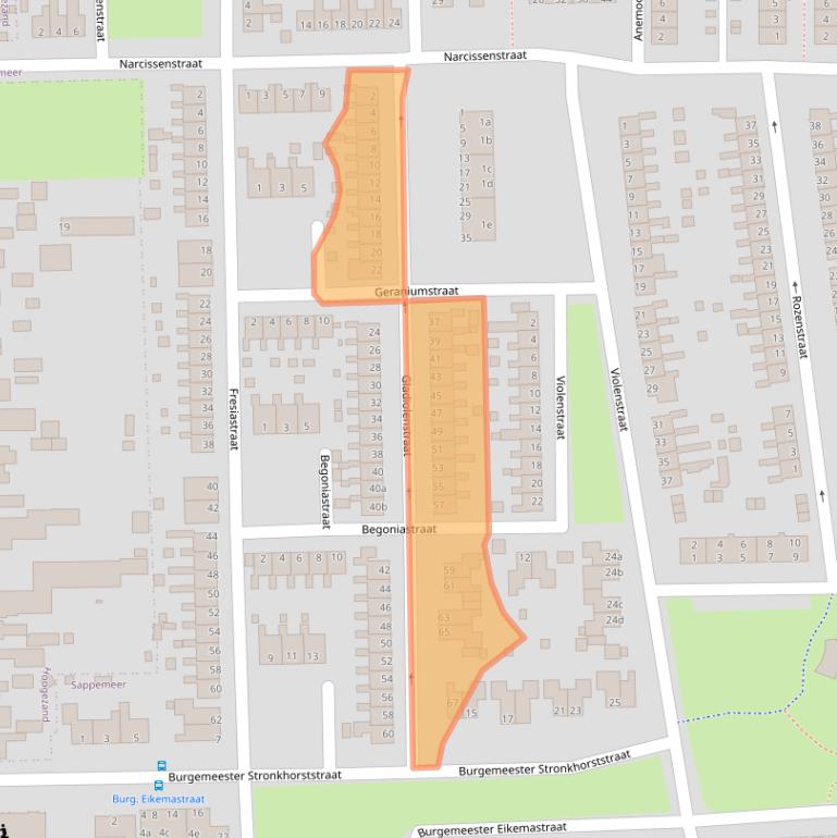 Kaart van postcodegebied 9611HL.