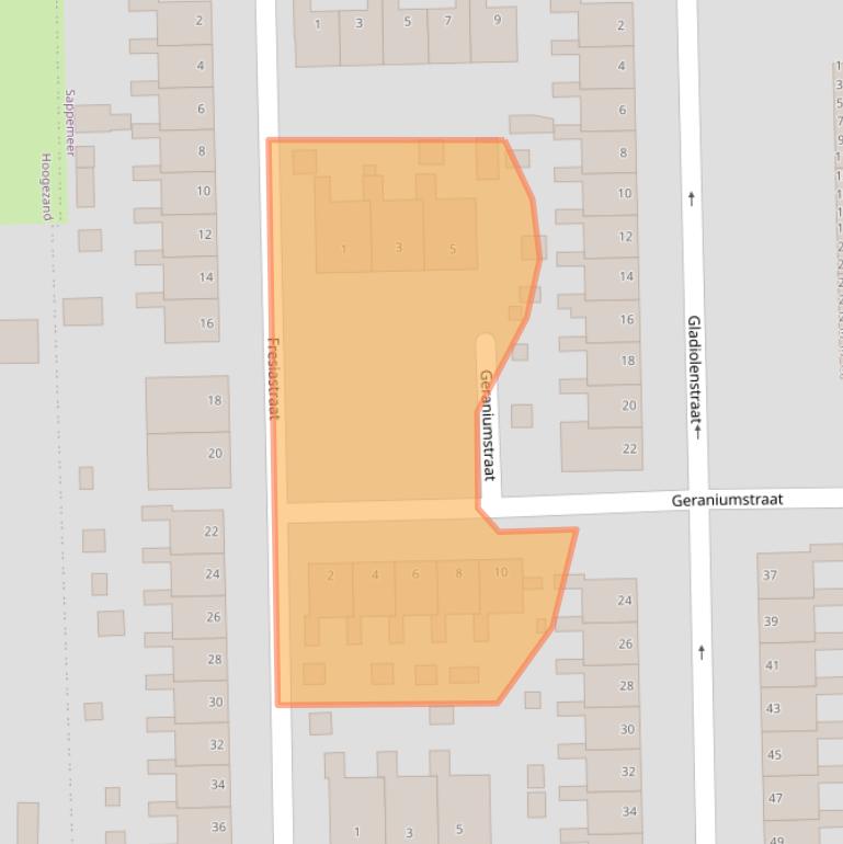 Kaart van postcodegebied 9611HP.