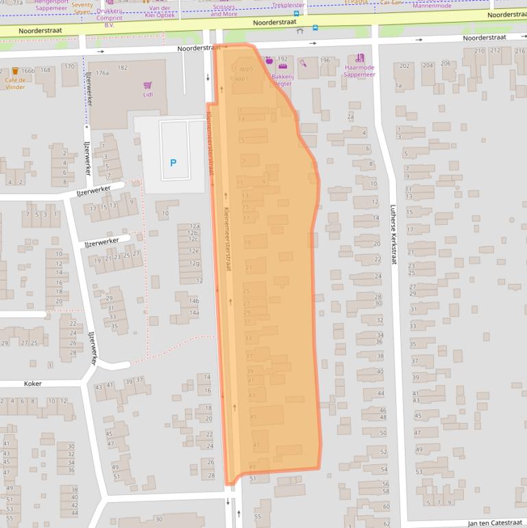 Kaart van postcodegebied 9611JA.