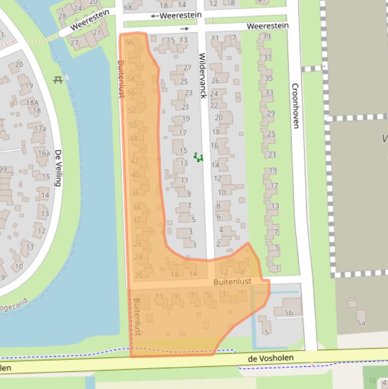 Kaart van postcodegebied 9611SC.