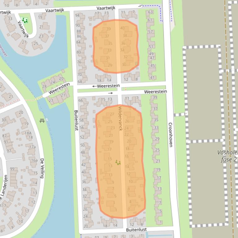 Kaart van postcodegebied 9611SH.