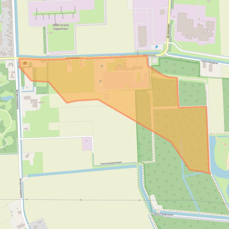Kaart van postcodegebied 9611TD.