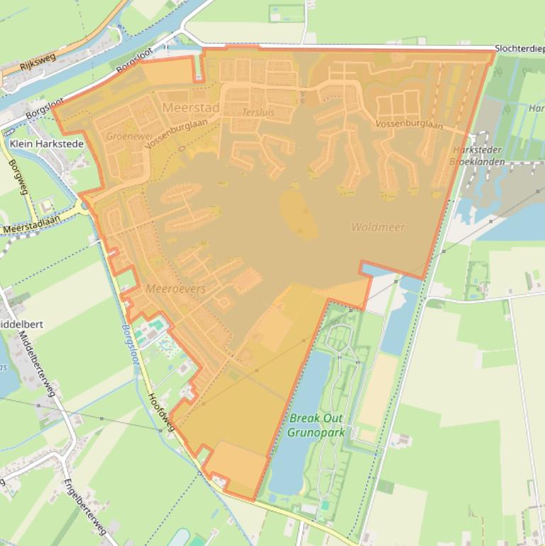 Kaart van postcodegebied 9613.