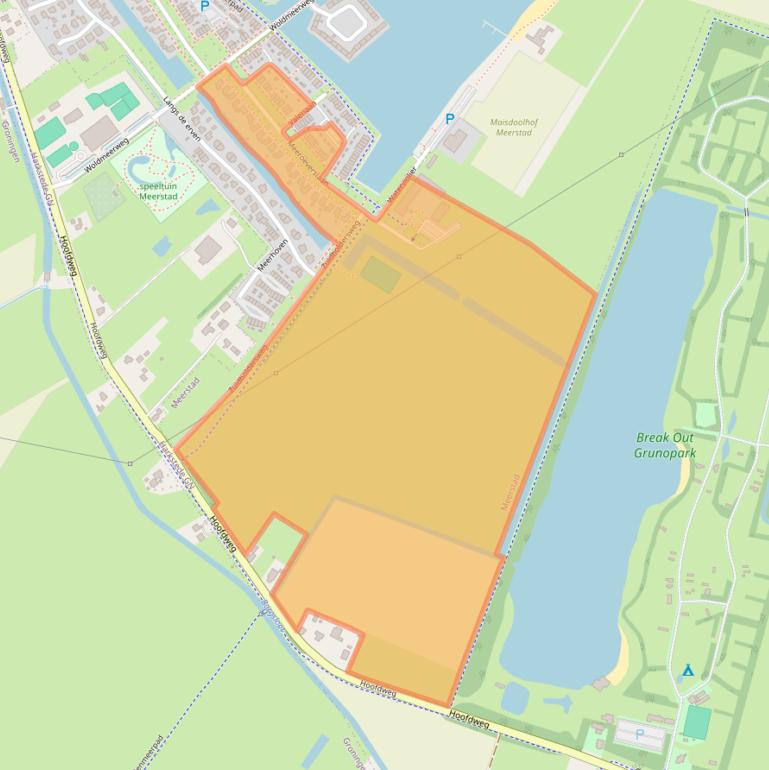 Kaart van postcodegebied 9613AE.