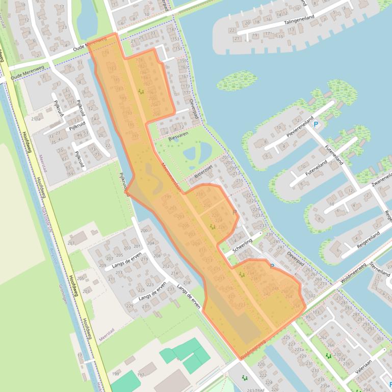 Kaart van postcodegebied 9613AH.