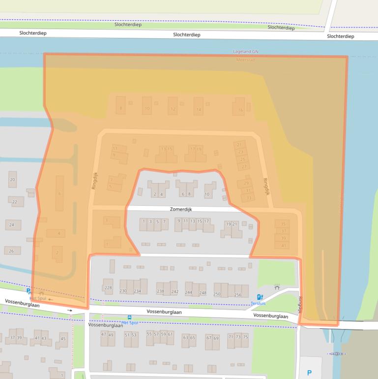 Kaart van postcodegebied 9613CC.