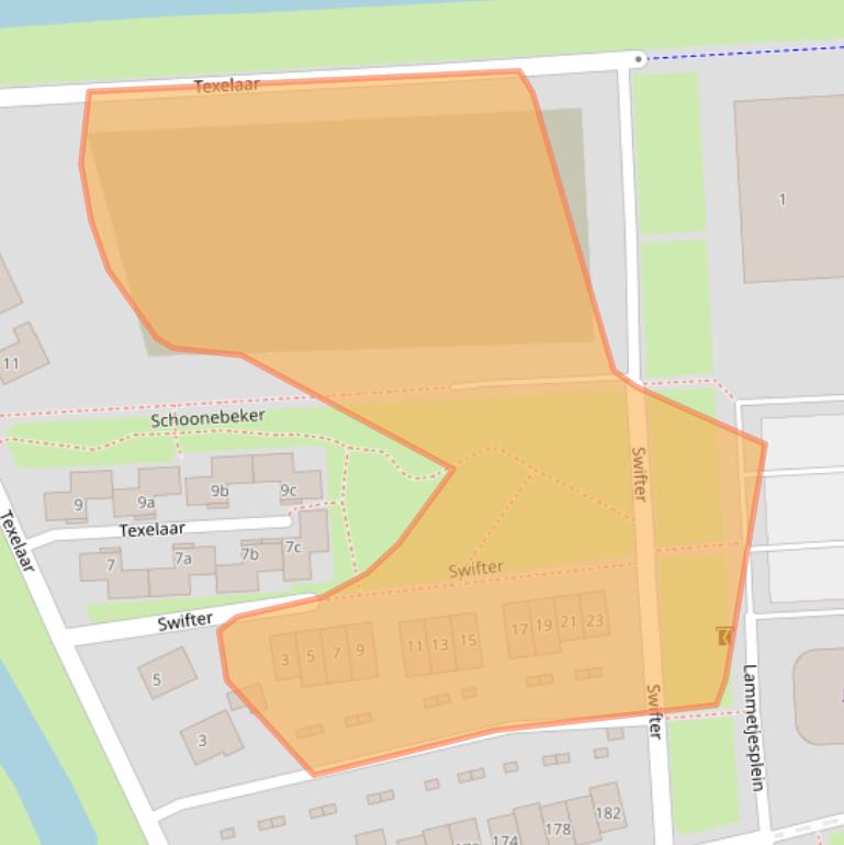 Kaart van postcodegebied 9613DJ.