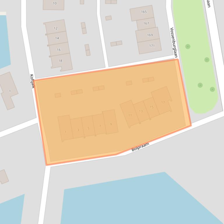 Kaart van postcodegebied 9613EG.