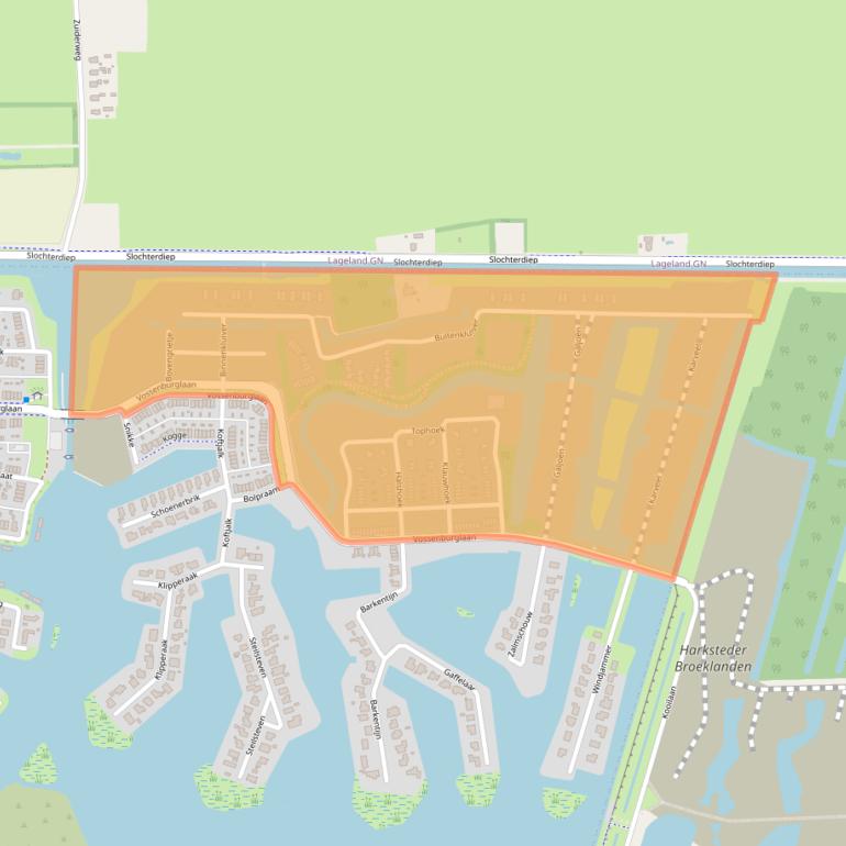 Kaart van postcodegebied 9613GD.