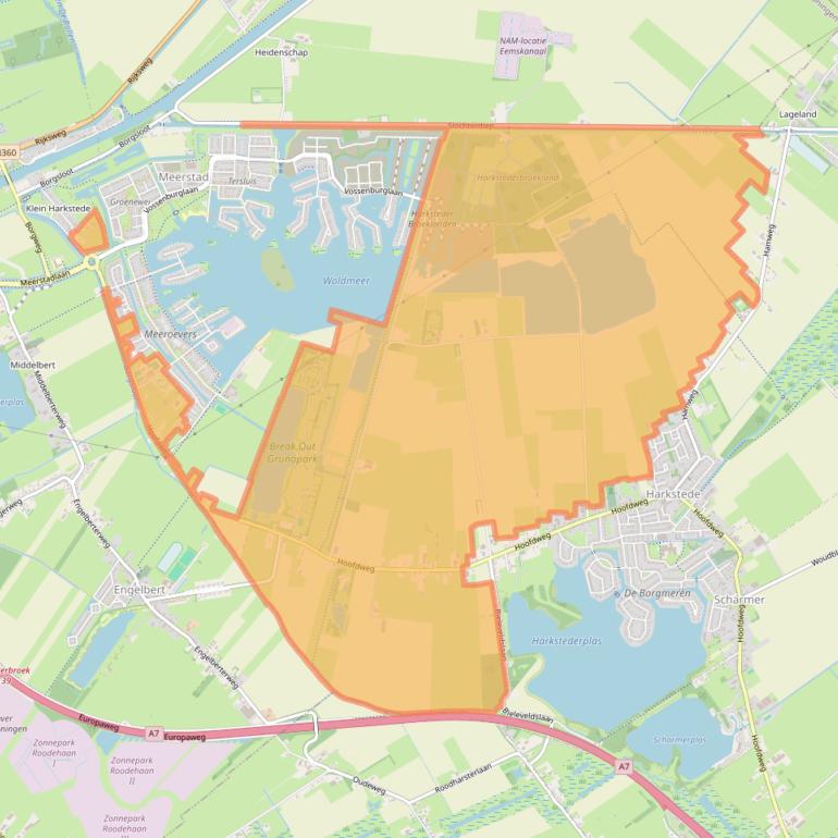 Kaart van postcodegebied 9614.