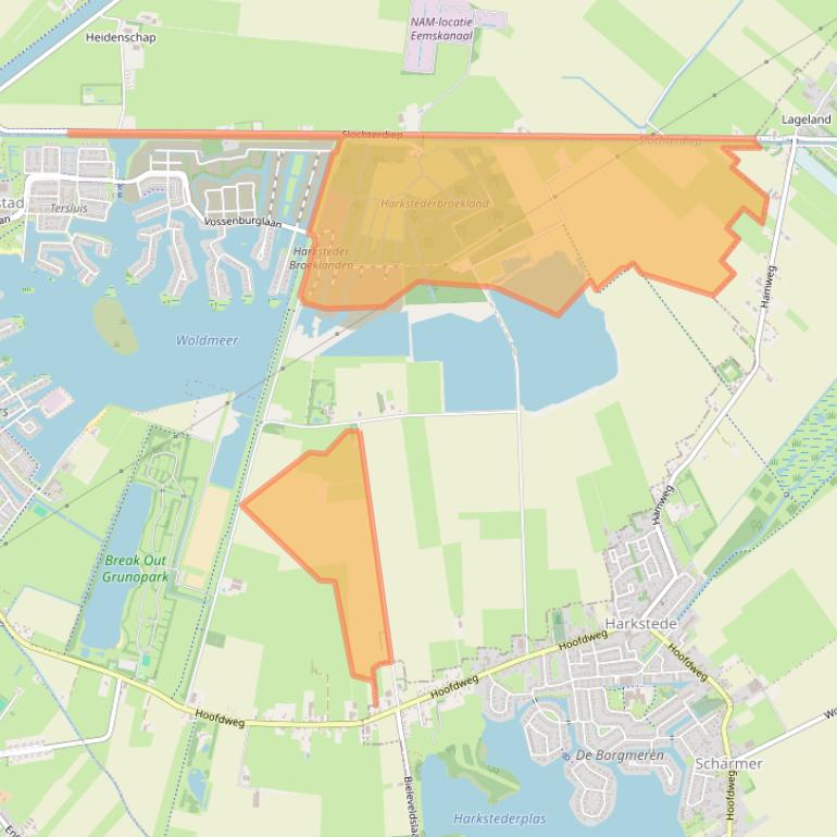 Kaart van postcodegebied 9614TB.