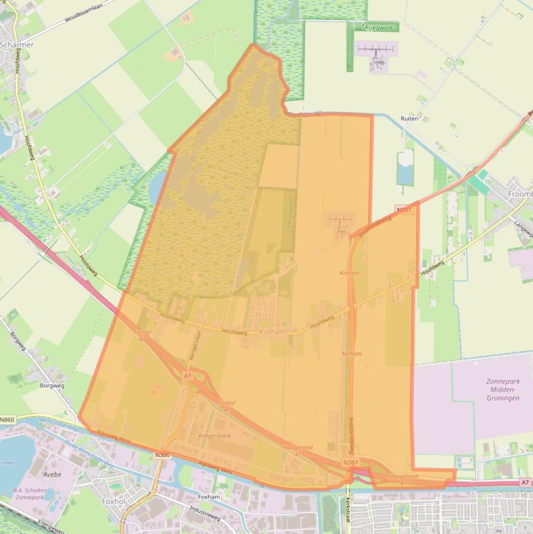 Kaart van postcodegebied 9615.