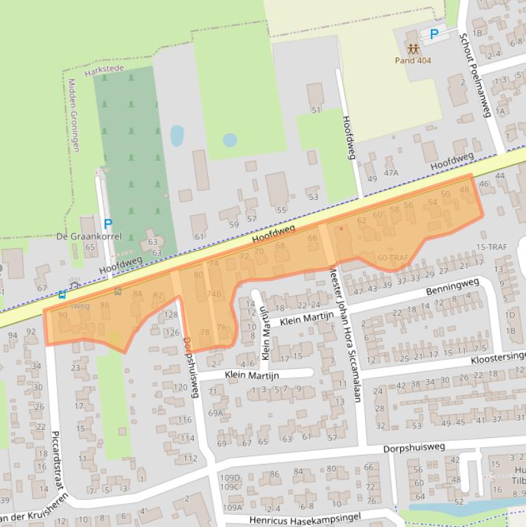 Kaart van postcodegebied 9617AJ.