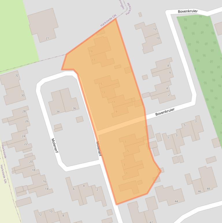 Kaart van postcodegebied 9617BV.