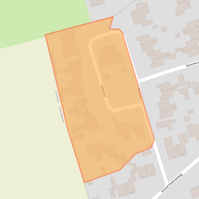 Kaart van postcodegebied 9617BW.