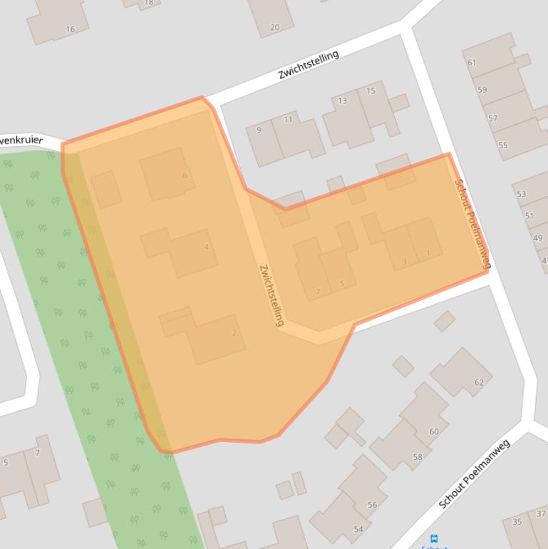 Kaart van postcodegebied 9617BZ.