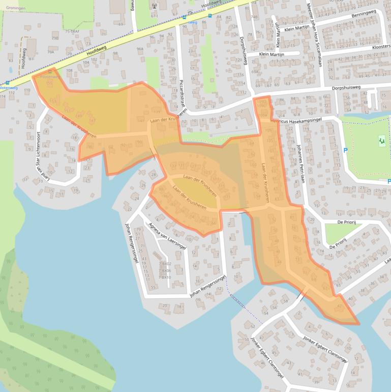 Kaart van postcodegebied 9617EM.