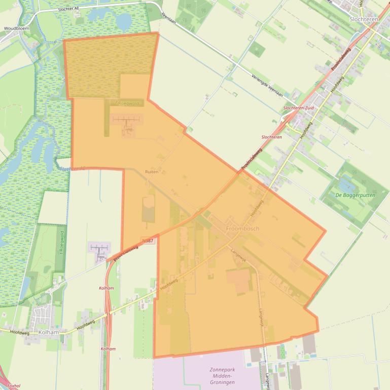 Kaart van postcodegebied 9619.