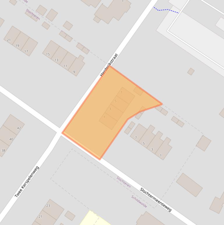 Kaart van postcodegebied 9621BE.