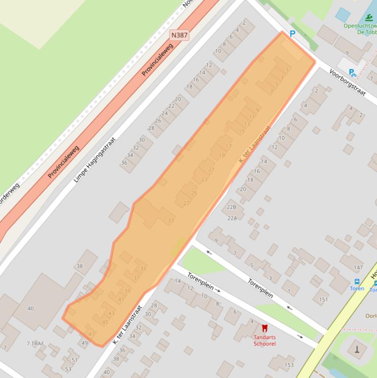 Kaart van postcodegebied 9621BT.