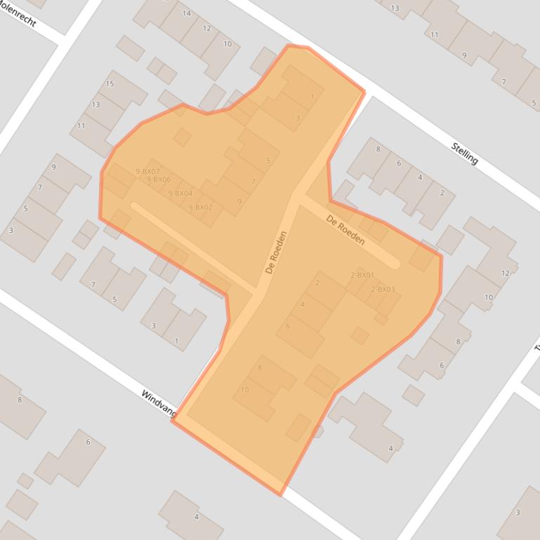 Kaart van postcodegebied 9621CA.