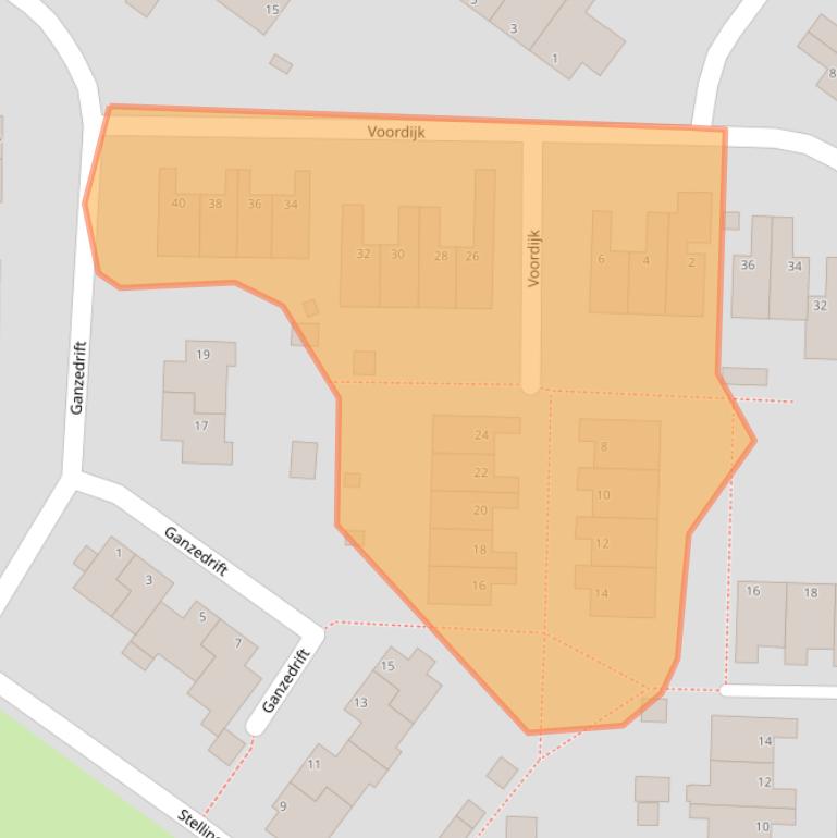 Kaart van postcodegebied 9621CJ.