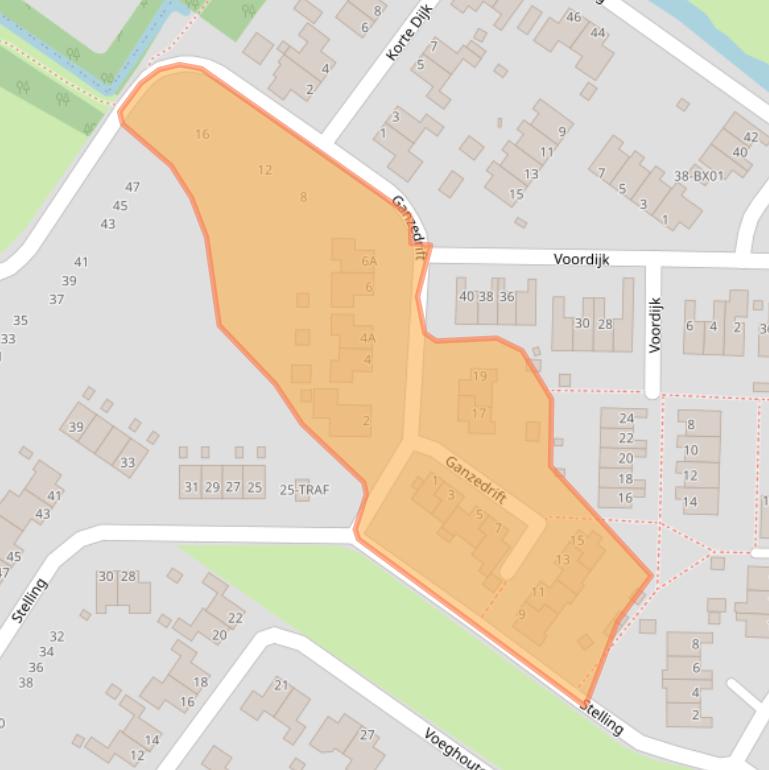 Kaart van postcodegebied 9621CS.