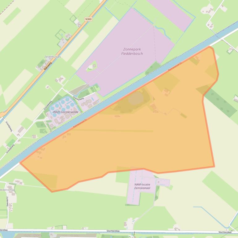 Kaart van postcodegebied 9622PE.