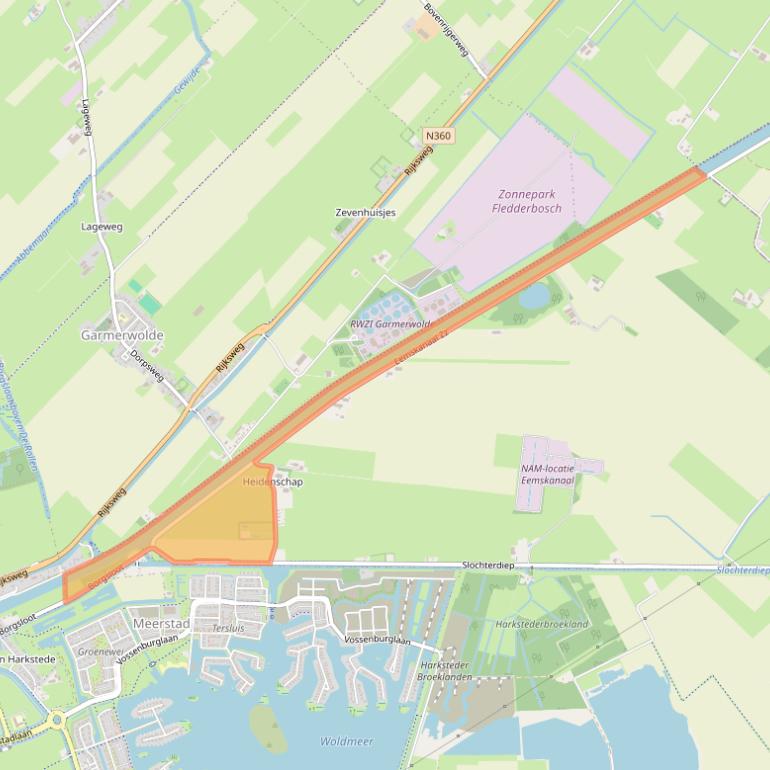 Kaart van postcodegebied 9622TD.