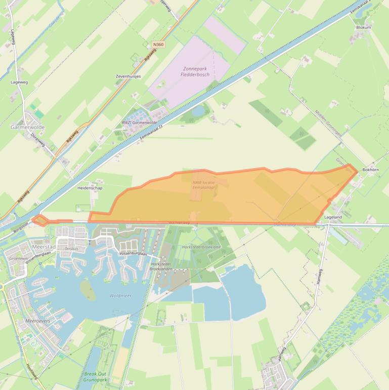 Kaart van postcodegebied 9622TH.