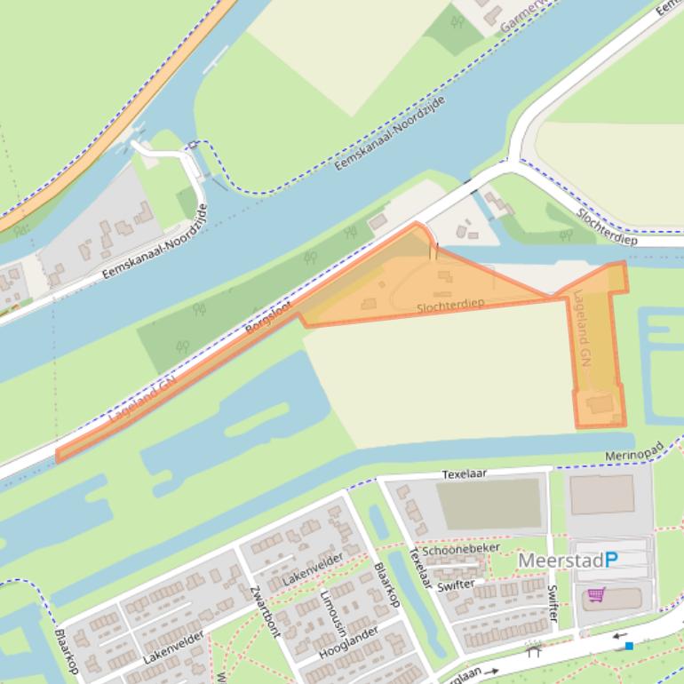 Kaart van postcodegebied 9622TJ.