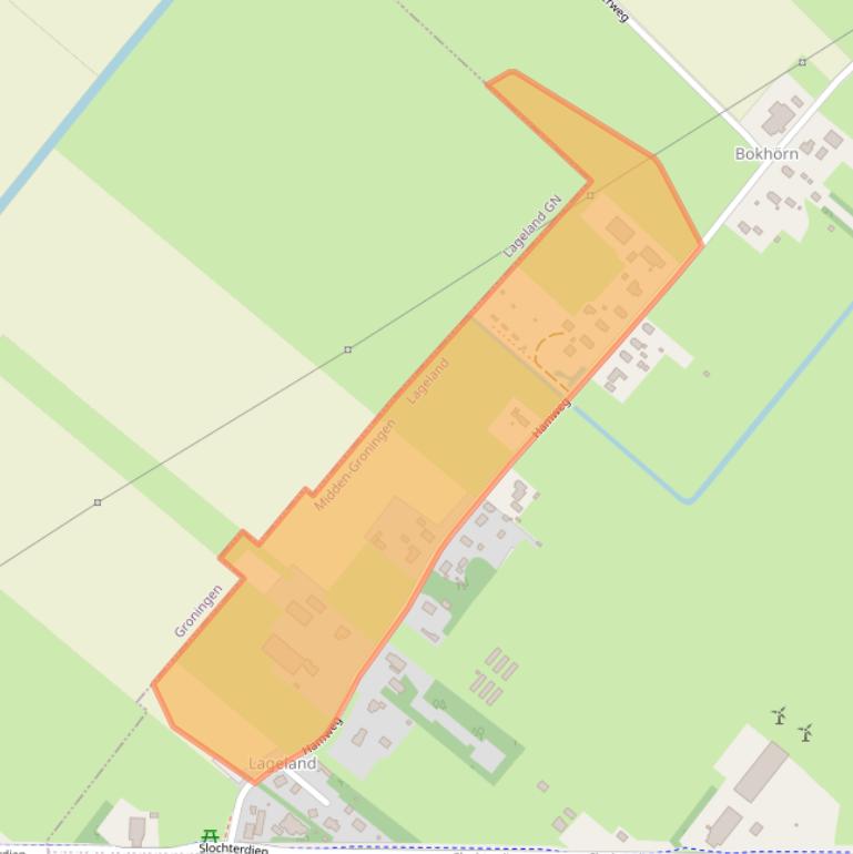 Kaart van postcodegebied 9623PB.