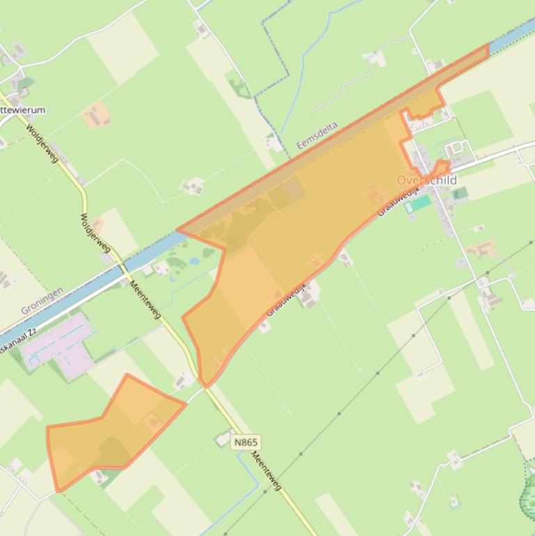 Kaart van postcodegebied 9625PC.