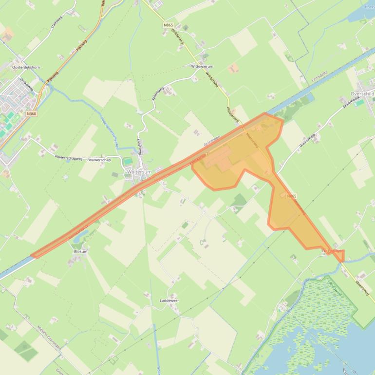 Kaart van postcodegebied 9625TD.