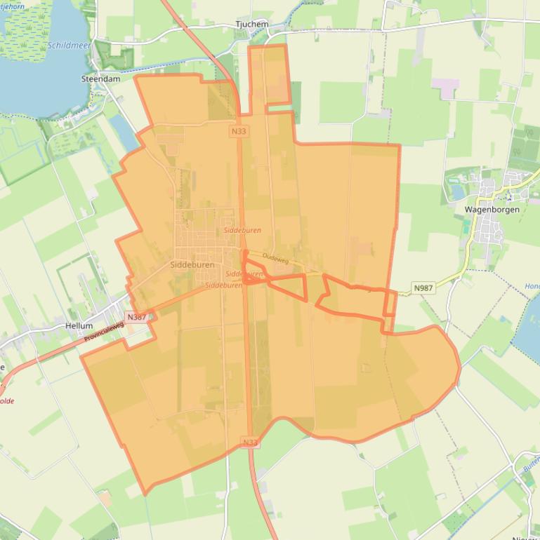 Kaart van postcodegebied 9628.