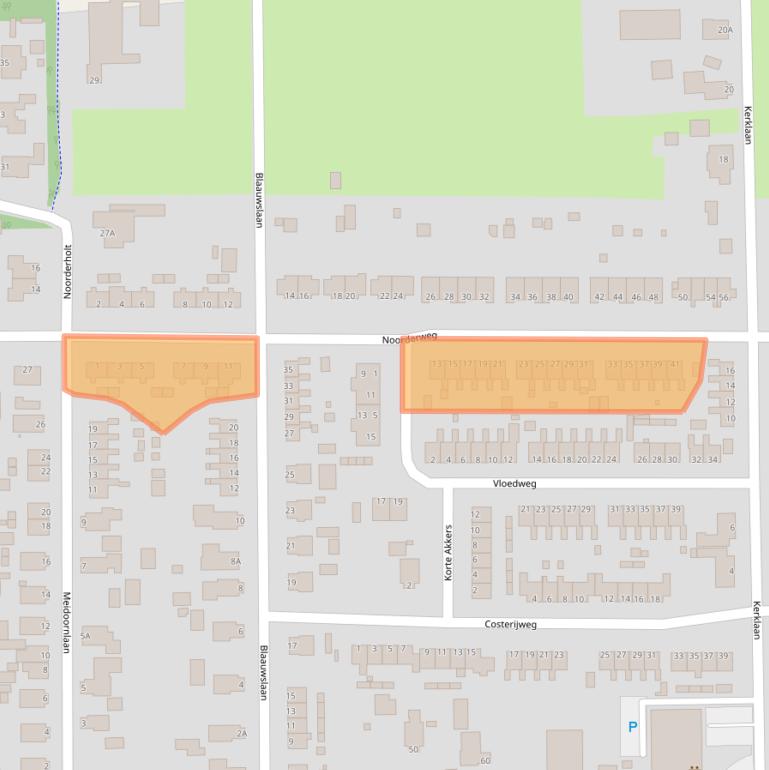 Kaart van postcodegebied 9628BA.