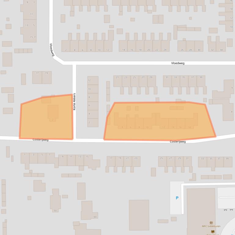 Kaart van postcodegebied 9628BE.